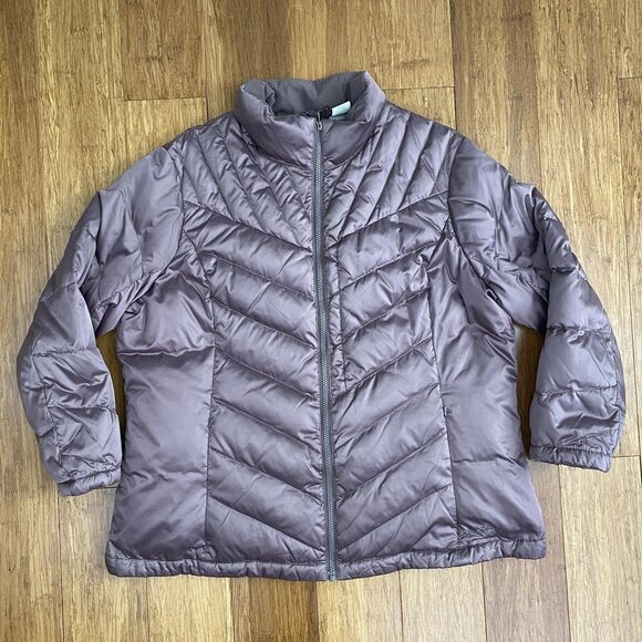 Eddie Bauer Goose Down Filled Puffer Jacket Purple Quilted Coat Size 2XL - Picture 1 of 9